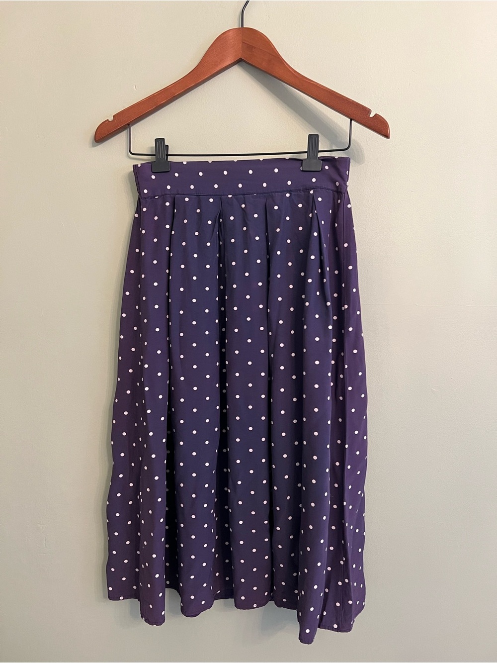 Vintage Blue Polka Dot Midi Skirt - Women's